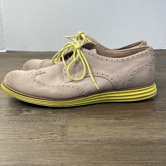 Cole Haan Lunargrand Women Brown Tan Lime Wingtip Oxford Shoes Size 9 1/2 - Picture 8 of 12